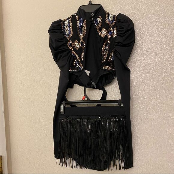 Revolution 10th House Dance Costume 2 piece black sequin BIONIC TH23116 SALC PA - Picture 5 of 16